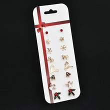 Load image into Gallery viewer, 8 Pairs/Set Christmas Tree Snowman Deer Bell Ear Stud Earrings Xmas Party Jewelry Gift Fashion Earing for Women 2019