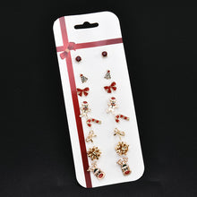Load image into Gallery viewer, 8 Pairs/Set Christmas Tree Snowman Deer Bell Ear Stud Earrings Xmas Party Jewelry Gift Fashion Earing for Women 2019