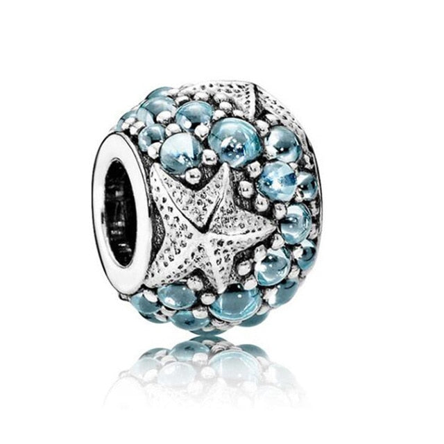 2019 Christmas New Fashion Love Flower Blossoms Starfish Glass Fit Pandora Bracelet Charms Women Bead DIY Jewelry Making