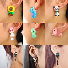Load image into Gallery viewer, Handmade Polymer Clay Animal Stud Earrings For Women Cute 3D Cartoon Colorful Jewelry Lovely Flower Panda Pig Dog Cat Stitch