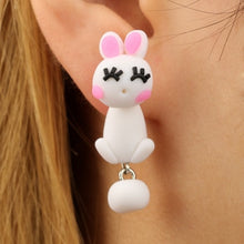 Load image into Gallery viewer, Handmade Polymer Clay Animal Stud Earrings For Women Cute 3D Cartoon Colorful Jewelry Lovely Flower Panda Pig Dog Cat Stitch