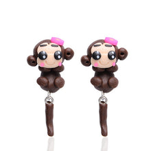 Load image into Gallery viewer, Handmade Polymer Clay Animal Stud Earrings For Women Cute 3D Cartoon Colorful Jewelry Lovely Flower Panda Pig Dog Cat Stitch