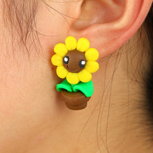 Load image into Gallery viewer, Handmade Polymer Clay Animal Stud Earrings For Women Cute 3D Cartoon Colorful Jewelry Lovely Flower Panda Pig Dog Cat Stitch