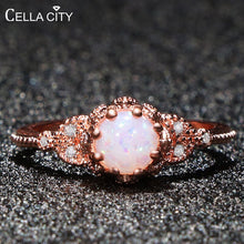 Load image into Gallery viewer, Cellacity 925 Sterling Silver ring with round Moonstone/Opal Gemstone Wedding Engagement Jewelry Finger ring Wholesale lady Gift