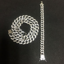 Load image into Gallery viewer, Necklace +Watch+Bracelet Hip Hop Miami Curb Cuban Chain Gold Silver Iced Out Paved Rhinestones CZ Bling Rapper For Men Jewelry