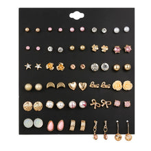 Load image into Gallery viewer, 30Pairs/set Classic Mix Round Ball Bow Elephant Heart Flower Owl Love Pearl Bead Stud Earrings Sets For Women Girl Gifts Jewelry