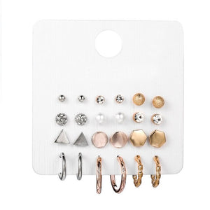 30Pairs/set Classic Mix Round Ball Bow Elephant Heart Flower Owl Love Pearl Bead Stud Earrings Sets For Women Girl Gifts Jewelry