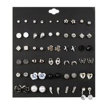 Load image into Gallery viewer, 30Pairs/set Classic Mix Round Ball Bow Elephant Heart Flower Owl Love Pearl Bead Stud Earrings Sets For Women Girl Gifts Jewelry