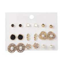 Load image into Gallery viewer, 30Pairs/set Classic Mix Round Ball Bow Elephant Heart Flower Owl Love Pearl Bead Stud Earrings Sets For Women Girl Gifts Jewelry