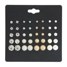 Load image into Gallery viewer, 30Pairs/set Classic Mix Round Ball Bow Elephant Heart Flower Owl Love Pearl Bead Stud Earrings Sets For Women Girl Gifts Jewelry