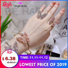 Load image into Gallery viewer, Female Open Bangle Bracelet Sweety Cubic Zircon Cuff Bangles Elegant CZ Butterfly OL Pearl Bangle for Women Costume Jewelry Gift