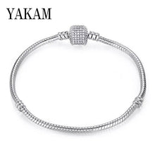 Load image into Gallery viewer, Fit Original Pandora Pulseira Charms Bracelet Black Heart Enamel Gold Clear CZ Beads Snake Base Chain for Women Jewelry DIY Gift
