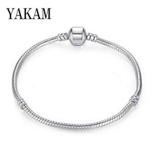 Load image into Gallery viewer, Fit Original Pandora Pulseira Charms Bracelet Black Heart Enamel Gold Clear CZ Beads Snake Base Chain for Women Jewelry DIY Gift