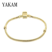 Load image into Gallery viewer, Fit Original Pandora Pulseira Charms Bracelet Black Heart Enamel Gold Clear CZ Beads Snake Base Chain for Women Jewelry DIY Gift