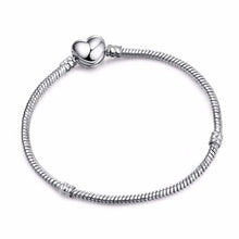 Load image into Gallery viewer, Fit Original Pandora Pulseira Charms Bracelet Black Heart Enamel Gold Clear CZ Beads Snake Base Chain for Women Jewelry DIY Gift