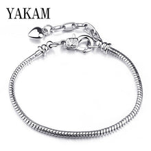 Load image into Gallery viewer, Fit Original Pandora Pulseira Charms Bracelet Black Heart Enamel Gold Clear CZ Beads Snake Base Chain for Women Jewelry DIY Gift