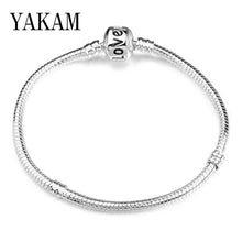 Load image into Gallery viewer, Fit Original Pandora Pulseira Charms Bracelet Black Heart Enamel Gold Clear CZ Beads Snake Base Chain for Women Jewelry DIY Gift