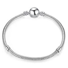 Load image into Gallery viewer, Fit Original Pandora Pulseira Charms Bracelet Black Heart Enamel Gold Clear CZ Beads Snake Base Chain for Women Jewelry DIY Gift
