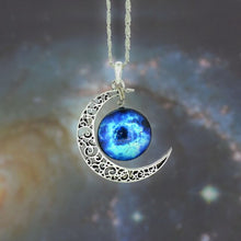 Load image into Gallery viewer, Universe Starry Sky moon Jewelry Stainless Steel Silver Color NecklaceTime Gem Pendant Necklace Women/Men Gift Crystal Necklaces