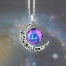 Load image into Gallery viewer, Universe Starry Sky moon Jewelry Stainless Steel Silver Color NecklaceTime Gem Pendant Necklace Women/Men Gift Crystal Necklaces