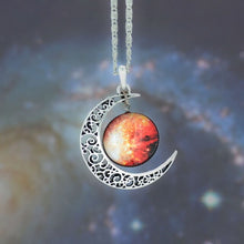 Load image into Gallery viewer, Universe Starry Sky moon Jewelry Stainless Steel Silver Color NecklaceTime Gem Pendant Necklace Women/Men Gift Crystal Necklaces