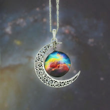 Load image into Gallery viewer, Universe Starry Sky moon Jewelry Stainless Steel Silver Color NecklaceTime Gem Pendant Necklace Women/Men Gift Crystal Necklaces