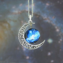 Load image into Gallery viewer, Universe Starry Sky moon Jewelry Stainless Steel Silver Color NecklaceTime Gem Pendant Necklace Women/Men Gift Crystal Necklaces