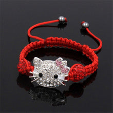 Load image into Gallery viewer, Kids Kitty Cat head Crystal Bracelets For Children Cute Shamballa Bracelet Bangles Strand Bracelets For Girls Jewelry Gift