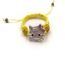 Load image into Gallery viewer, Kids Kitty Cat head Crystal Bracelets For Children Cute Shamballa Bracelet Bangles Strand Bracelets For Girls Jewelry Gift