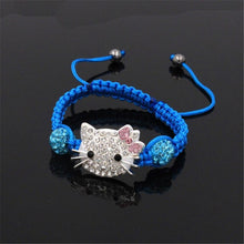 Load image into Gallery viewer, Kids Kitty Cat head Crystal Bracelets For Children Cute Shamballa Bracelet Bangles Strand Bracelets For Girls Jewelry Gift