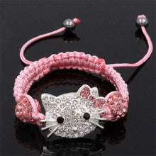 Load image into Gallery viewer, Kids Kitty Cat head Crystal Bracelets For Children Cute Shamballa Bracelet Bangles Strand Bracelets For Girls Jewelry Gift