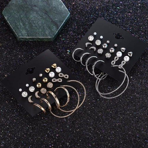 12 double Fashion Earrings New Moon Star Geometric Earrings Women 2019 Hanging Dangle Earring Set Earing Modern Gift Jewelry