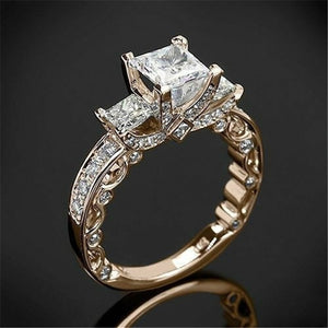 14K Gold Princess Diamond 2 Carat Ring for Women Wedding Bizuteria pure Gemstone White Square Diamond Ring Box Jewelry females