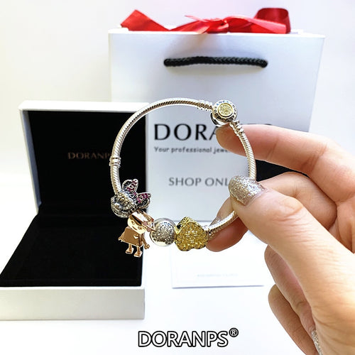 2020 Fine Jewelry doranps silver 925 charm beads for pandoras bracelet women chain bangle Jewelry Making,1pz