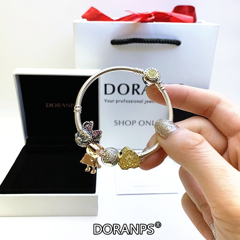 2020 Fine Jewelry doranps silver 925 charm beads for pandoras bracelet women chain bangle Jewelry Making,1pz