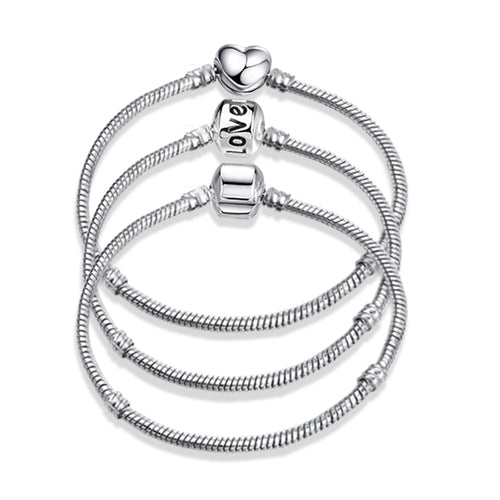 2019 New Original Charm Bracelet Rose Gold Mickey Snake Chain Fit Pan Basic Bracelets For Fashion Women Beads DIY Jewelry