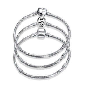 2019 New Original Charm Bracelet Rose Gold Mickey Snake Chain Fit Pan Basic Bracelets For Fashion Women Beads DIY Jewelry