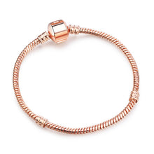 Load image into Gallery viewer, 2019 New Original Charm Bracelet Rose Gold Mickey Snake Chain Fit Pan Basic Bracelets For Fashion Women Beads DIY Jewelry