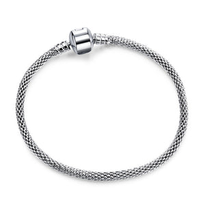 2019 New Original Charm Bracelet Rose Gold Mickey Snake Chain Fit Pan Basic Bracelets For Fashion Women Beads DIY Jewelry