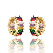 Load image into Gallery viewer, INS Rainbow zircon Stud Earrings jewelry for Women gold cz Earrings star love smile circle flower Earrings best gift