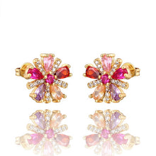 Load image into Gallery viewer, INS Rainbow zircon Stud Earrings jewelry for Women gold cz Earrings star love smile circle flower Earrings best gift