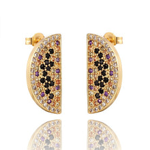 Load image into Gallery viewer, INS Rainbow zircon Stud Earrings jewelry for Women gold cz Earrings star love smile circle flower Earrings best gift