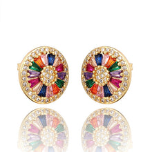 Load image into Gallery viewer, INS Rainbow zircon Stud Earrings jewelry for Women gold cz Earrings star love smile circle flower Earrings best gift