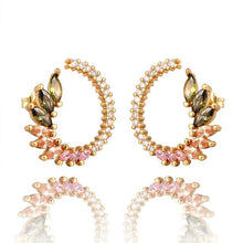 Load image into Gallery viewer, INS Rainbow zircon Stud Earrings jewelry for Women gold cz Earrings star love smile circle flower Earrings best gift