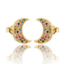 Load image into Gallery viewer, INS Rainbow zircon Stud Earrings jewelry for Women gold cz Earrings star love smile circle flower Earrings best gift