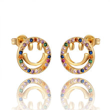 Load image into Gallery viewer, INS Rainbow zircon Stud Earrings jewelry for Women gold cz Earrings star love smile circle flower Earrings best gift