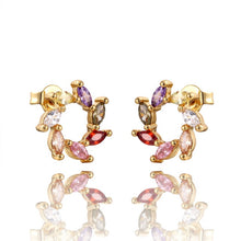 Load image into Gallery viewer, INS Rainbow zircon Stud Earrings jewelry for Women gold cz Earrings star love smile circle flower Earrings best gift