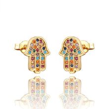 Load image into Gallery viewer, INS Rainbow zircon Stud Earrings jewelry for Women gold cz Earrings star love smile circle flower Earrings best gift