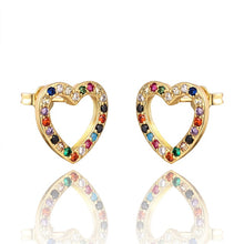Load image into Gallery viewer, INS Rainbow zircon Stud Earrings jewelry for Women gold cz Earrings star love smile circle flower Earrings best gift