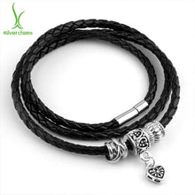 Load image into Gallery viewer, Newest Arrival Silver Charm Black Leather Bracelet for Women Five Colors Magnet Clasp Christmas Gift Jewelry PI0311